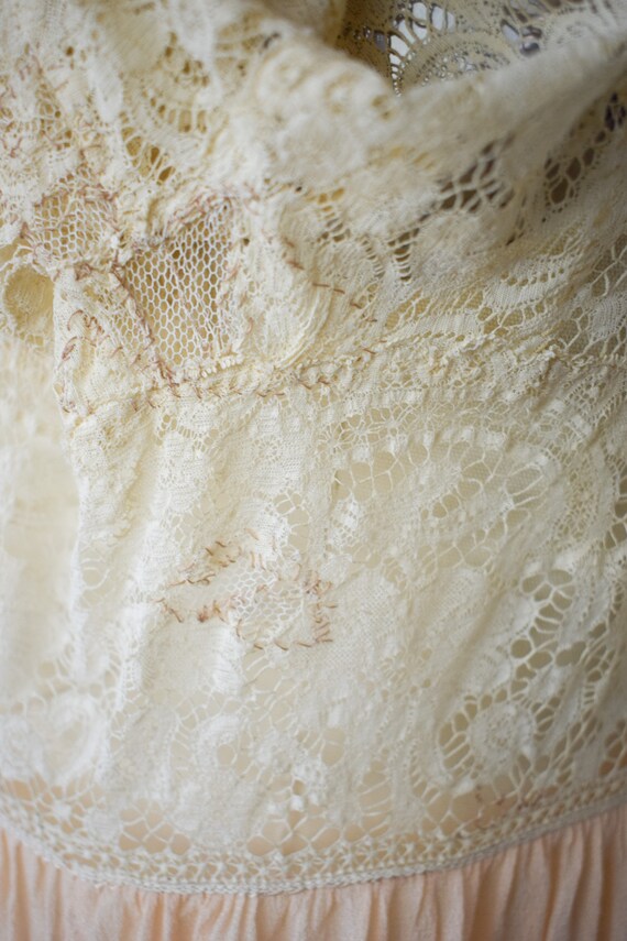 Antique 1920s Silk and Lace Nightgown | XS- S | V… - image 7