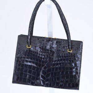 Vintage 1950s Black Patent Leather Purse by Alexandrine Paris | 50s Designer Handbag