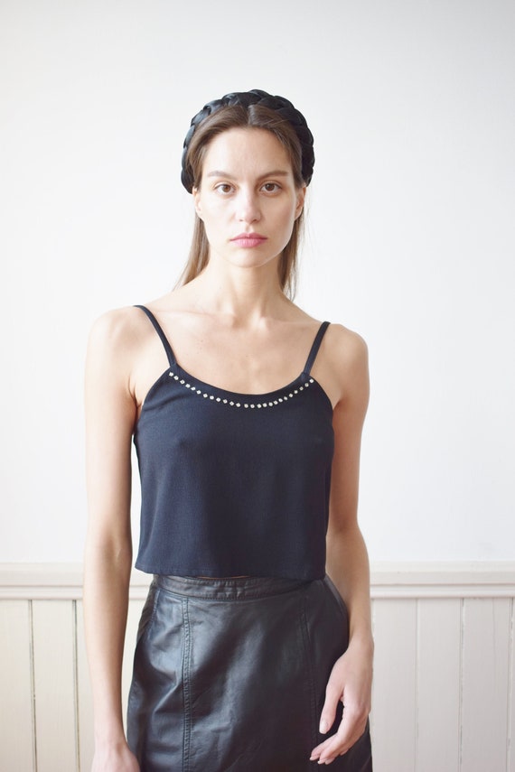 90s Sonia Rykiel Crop Top with Rhinestones | XS |… - image 1