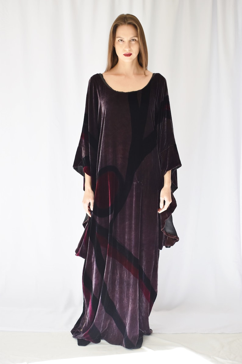 Vintage Velvet Caftan Gown OS image 1