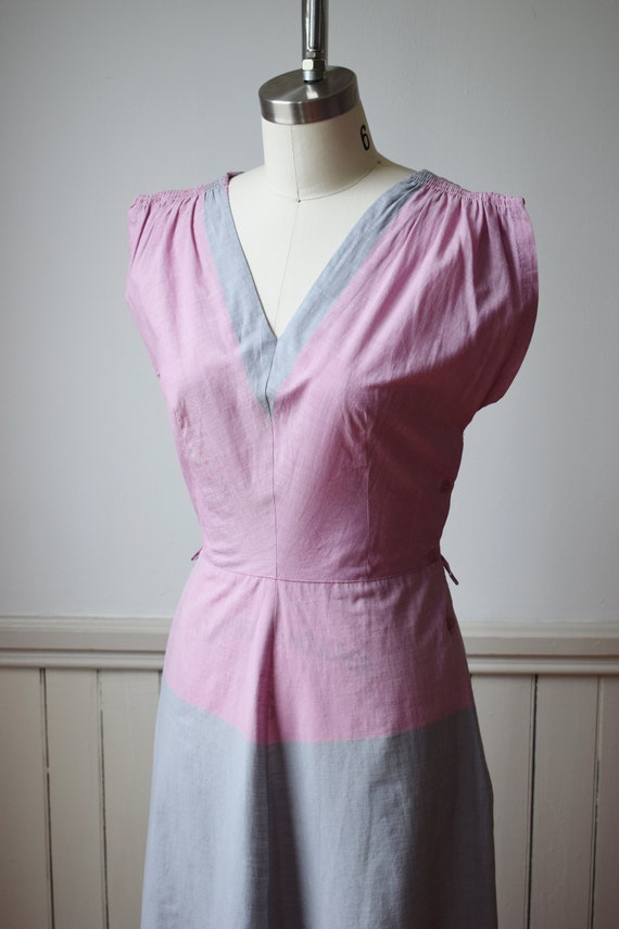 Late 1940s Colorblock Cotton Frock | S - image 4