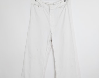 True Vintage 50s US Navy White Cotton Sailor's Bell Bottom Baggy