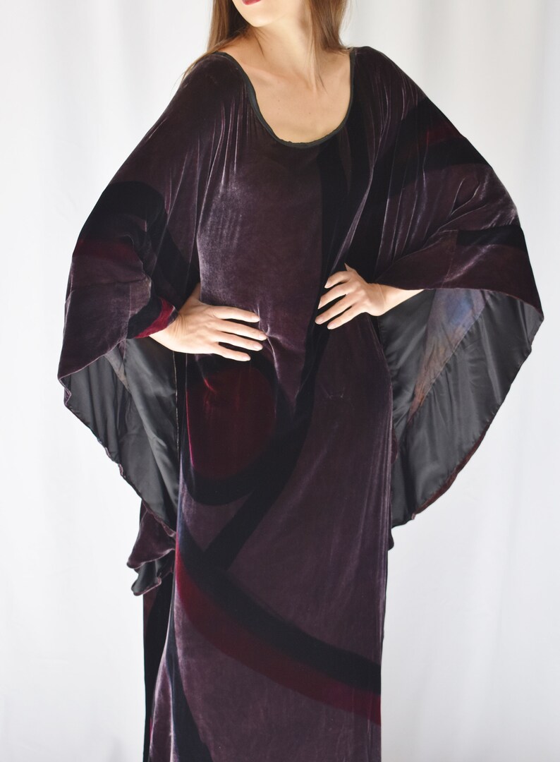 Vintage Velvet Caftan Gown OS image 5