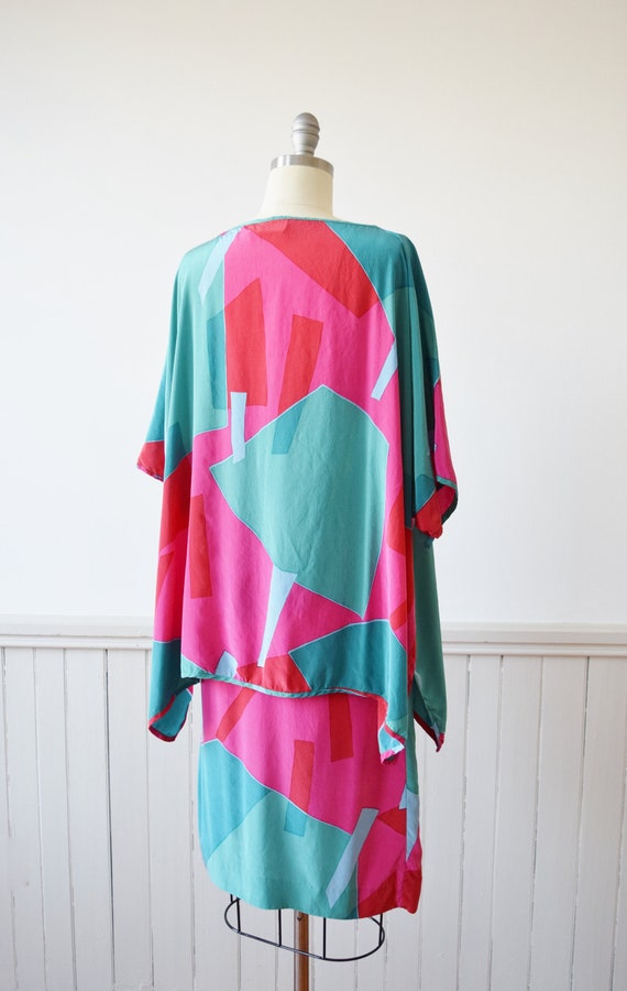 Vintage Silk Tunic and Skirt Set in Abstract Wate… - image 5