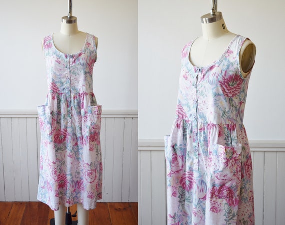 Vintage Laura Ashley Pocket Floral Dress | 1980s L