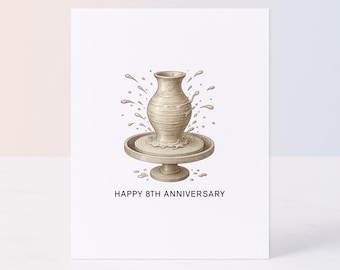 Tarjeta de aniversario de cerámica / Regalo para el 8.º aniversario (Descarga digital)