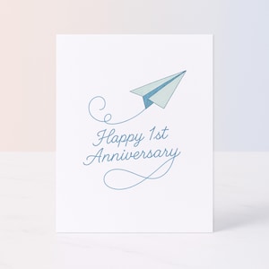 Tarjeta de 1.er aniversario - Avión de papel - Idea de regalo tradicional de papel - Descarga digital moderna