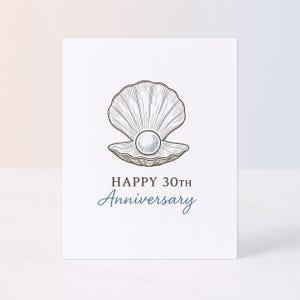 30th Anniversary Card – Digital Download | Pearl Anniversary Printable Card | Elegant Traditional 30th Anniversary Gift | Baxcot Paperworks