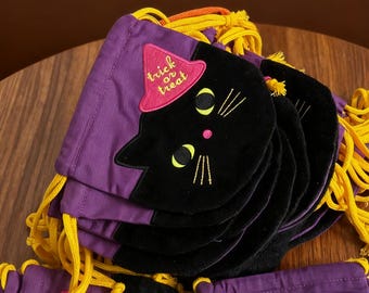 Schwarze Katze Süßes oder Saures: Kinder Kordel Goody Bag