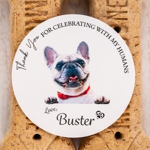 2.5" Custom Dog Wedding Favor Stickers - Personalized Pet Photo Wedding Favor - DIY Wedding Favor for Receptions, Bridal Showers, Doggie Bag