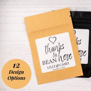 Personalisierte Hochzeitsbevorzugungs-Kaffeebeutel - Benutzerdefinierte Kaffeebevorzugungsbeutel für Empfänge, Brautduschen, Hotelgeschenkbeutel - Danke für BEAN Hier