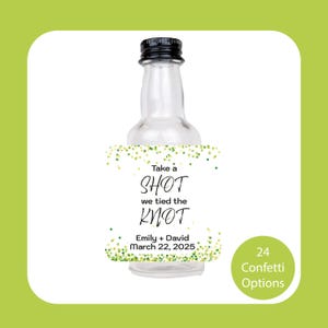 Personalized Wedding Liquor Bottle Label - 50ml Wedding Favors Labels - Take A Shot We Tied the Knot - Mini Bottle Sticker - Unique Favor