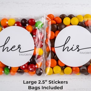 His & Her Favorite Wedding Favor Bags and Stickers - Perfect for Receptions, Bridal Showers, Hotel Gift Bags - DIY Wedding Favor Bags