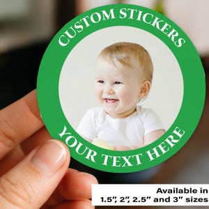 Custom photo stickers, personalized stickers for birthday party, 21st birthday, bachelorette, baby shower, graduation party, baby shower