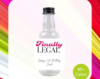 Personalized 21st Birthday Mini Liquor Bottle Labels - Custom Party Favors