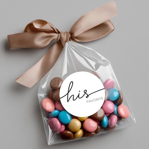 His & Her Favorite Wedding Favor Bags and Stickers - DIY Wedding Favor Perfect for Receptions, Bridal Showers, Hotel Gift Bags