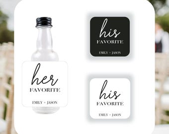 Personalized Mini Liquor Bottle Labels - His & Hers Wedding Favors