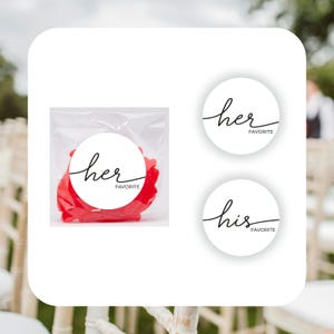 His & Her Favorite Wedding Favor Bags and Stickers - DIY Wedding Favor Bags Perfect for Receptions, Bridal Showers, Hotel Gift Bags