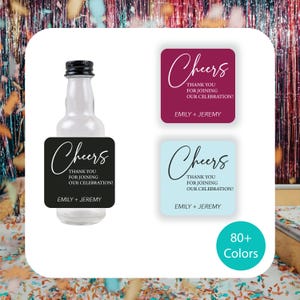 Mini Liquor Bottle Label - Personalized Modern Wedding Shot Labels - Welcome Bag Favors - Customized Alcohol Stickers - DIY Wedding Favor
