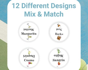 Tennis Racquet Spin Stickers - Martini vs Margarita, Cosmo vs Daiquiri