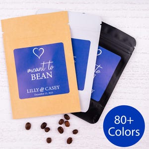 Sac de cadeau de mariage café - pochette de café refermable, cadeau de mariage personnalisé pour les réceptions ou les douches nuptiales - DIY - Meant To Bean