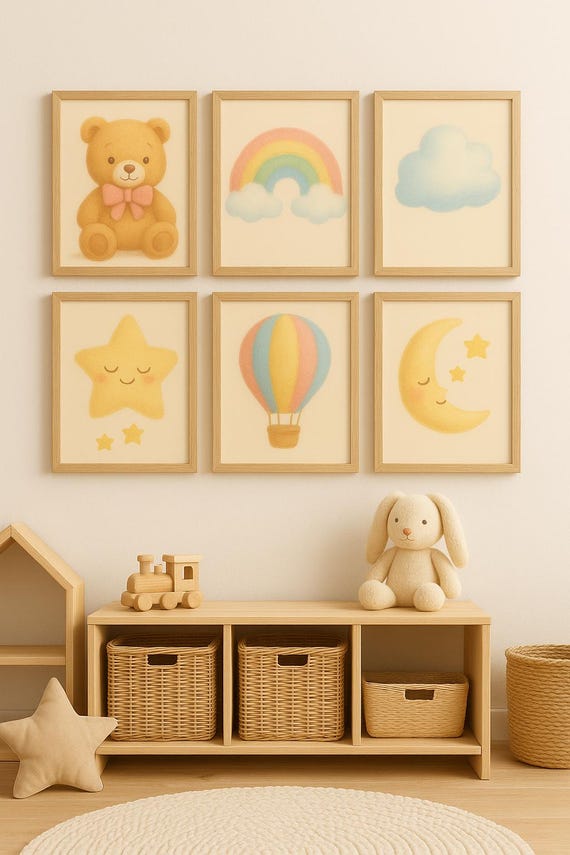 Poster Per Cameretta Bambini - Set 4 Poster Con Animali E Orsacchiotto - Foto 9