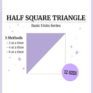 Padrão de bloco de colcha digital - meio triângulo quadrado (HST) - dois de cada vez, quatro de cada vez, oito de cada vez