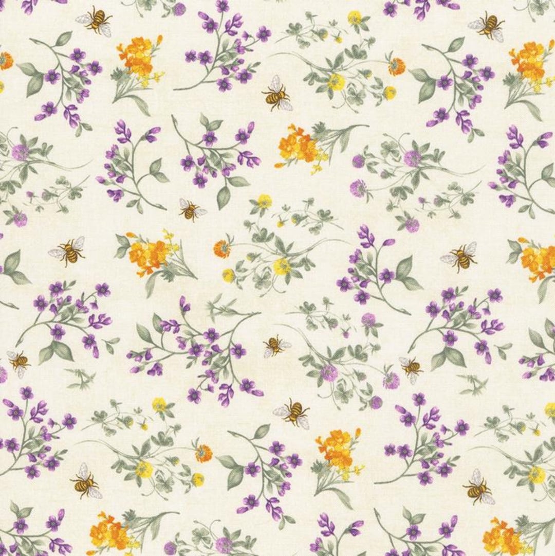 Spring Bee Floral Cream - Timeless Treasures - Fabric by the Yard or ...