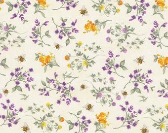 Spring Bee Floral Cream - Timeless Treasures - Fabric by the Yard or Select Length