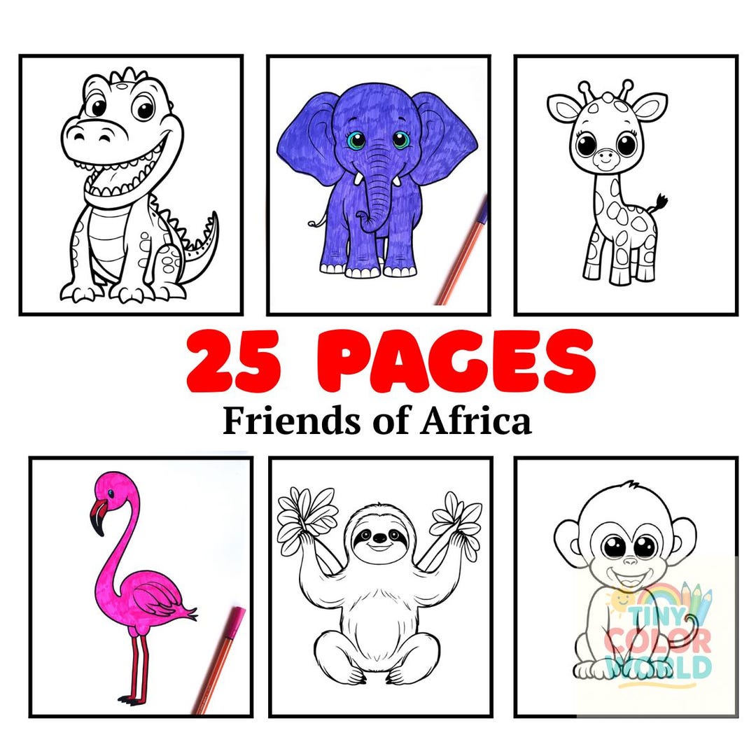 African Jungle & Safari Coloring Pages for Kids – PDF Download Activity ...