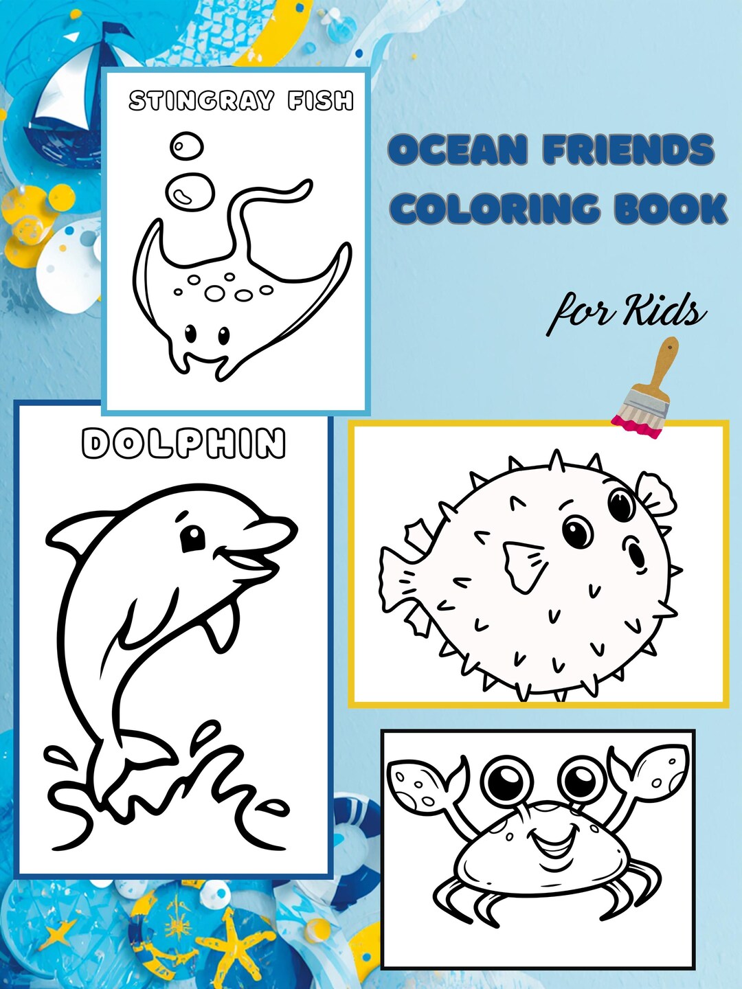 Ocean Friends Coloring Pages for Kids - Etsy