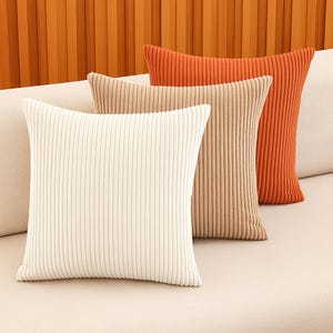 Corduroy Lumbar Pillow Cover: Soft Ribbed Velvet, Cozy Boho Cushion