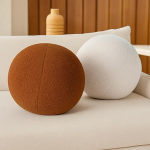 Boucle Ball Pillow: Fluffy Teddy Cushion - Scandinavian Home Decor