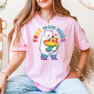 Free Mom Hugs Shirt,Pride Mom Shirt,LGBT Mom TShirt,Rainbow Heart Pride Tee,Mothers Day Gift,LGBTQ Support,LGBTQ Proud Mom Shirt,Trans Ally