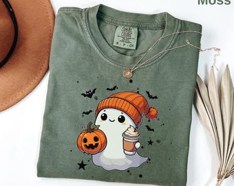 Halloween Ghost Comfort Colors Shirt, Cute Ghost Shirt, Womens Halloween Shirt, Cute Fall Shirt, Spooky Season Shirt, Gift For Halloween