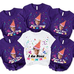 Custom Birthday Photo Name Shirt, Personalized Photo Birthday Party Tee, Birthday Gift, Custom Face Birthday Tshirt, Birthday Face Name Tee