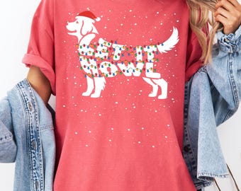 Comfort Colors Christmas Golden Retriever Shirt, Cute Dog Mom Holiday Tee, Festive Golden Mama Top, Funny Xmas Gift