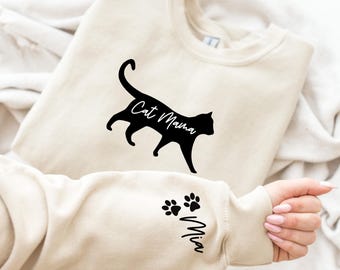 Cat Sweatshirt,Cute Cat Sweatshirt,Black Cat Shirt,Cat Peeking Sweatshirt,Womens Funny Sweatshirt,Gift for Cats Lover,Cat Mom Sweatshirt