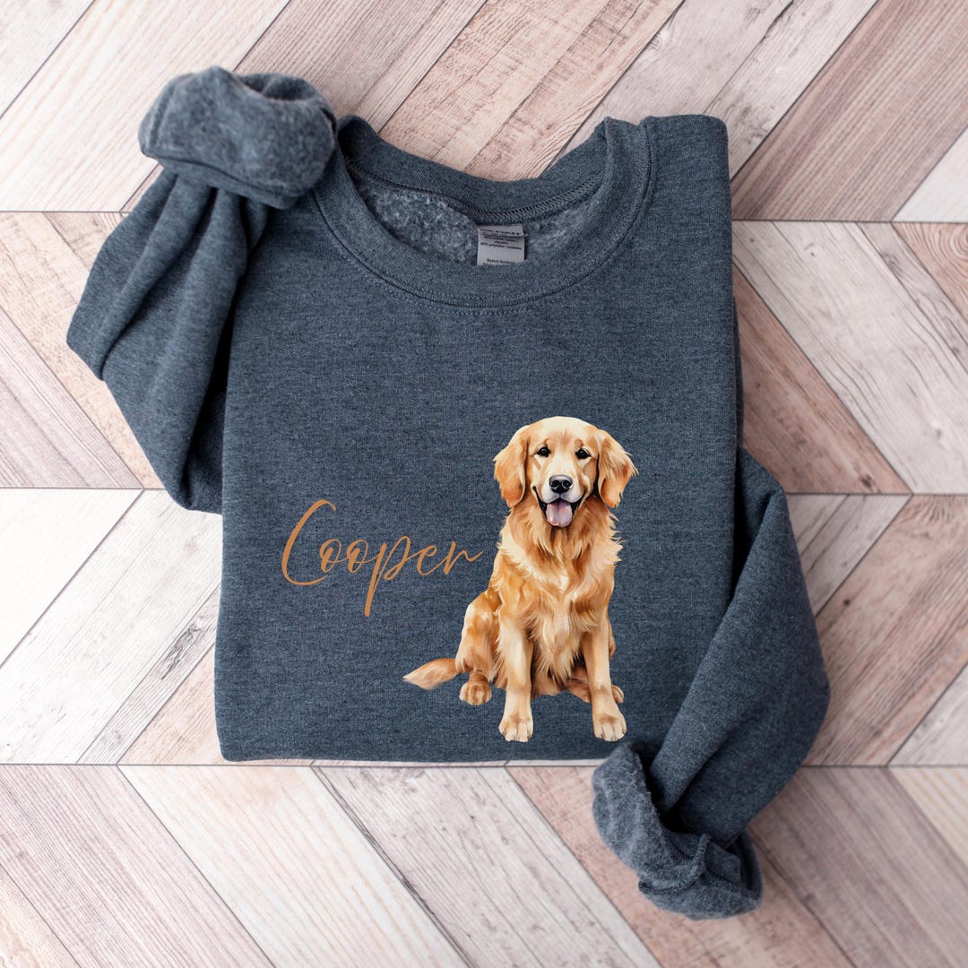 Custom Golden Retriever Portrait Sweatshirt, Personalized Dog Mom Dad ...