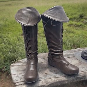 Ren Faire-laarzen, renaissancelaarzen, piratenlaarzen, middeleeuwse laarzen, vikinglaarzen, cosplaylaarzen, retrolaarzen, veterlaarzen