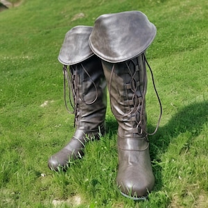 Ren Faire-laarzen, renaissancelaarzen, piratenlaarzen, middeleeuwse laarzen, vikinglaarzen, cosplaylaarzen, retrolaarzen, veterlaarzen