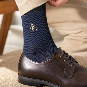 Personalized Groomsmen Socks, Custom Monogram Socks for Men, Initials Wedding Socks, Embroidered Socks for Groomsman, Wedding Dress Sock