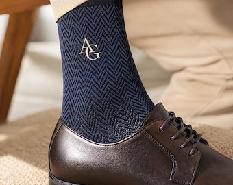 Personalized Groomsmen Socks, Custom Monogram Socks for Men, Initials Wedding Socks, Embroidered Socks for Groomsman, Wedding Dress Sock