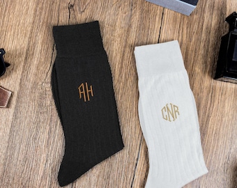 Personalized Groomsmen Socks, Embroidered Monogram Wedding Socks