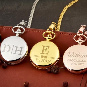 Personalized Engraved Pocket Watch, Custom Name Pocket Watch, Wedding Pocket Watch Gifts, Groomsmen Gift, Wedding Gift for Him, Gift for Dad