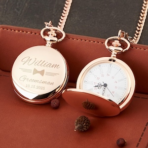 Engraved Pocket Watch, Personalized Groomsman Pocket Watch, Gift for the Groomsmen, Wedding Party Keepsake, Engraved Mechanical Pocket Watch