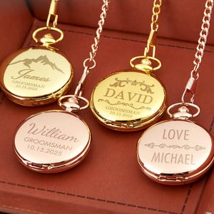 Personalized Engraved Pocket Watch, Custom Name Pocket Watch for Groomsmen, Father of Groom Gift, Gift for Him, Wedding Gift, Groomsmen Gift