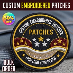 Custom Embroidered Patches Bulk: Logo, Name, Motifs, Embroidery Badges Bundle Order, Heat Seal, Sew On