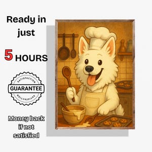 Personalized Dog Kitchen Wall Art Custom Dog Chef Portrait Funny Dog Illustration Gift Pet Lover Gift for Dog Owners
