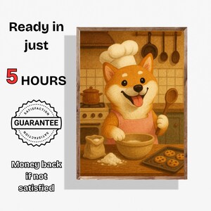 Personalized Dog Kitchen Wall Art Custom Dog Chef Portrait Funny Dog Illustration Gift Pet Lover Gift for Dog Owners